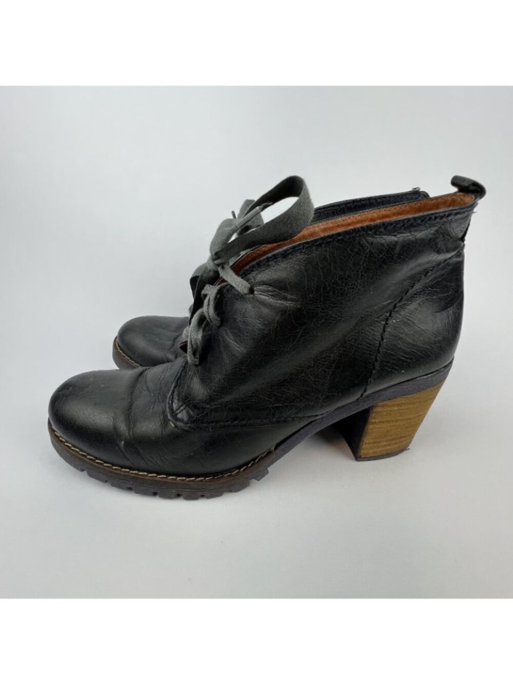 Eric Michael Black Leather Lace-Up Heeled Ankle Booties – Women’s EU 38 - Picture 5 of 7